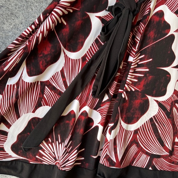 Vintage Y2K 2000 Floral Red Black White Cocktail Summer Dress Size Large - Picture 12 of 14